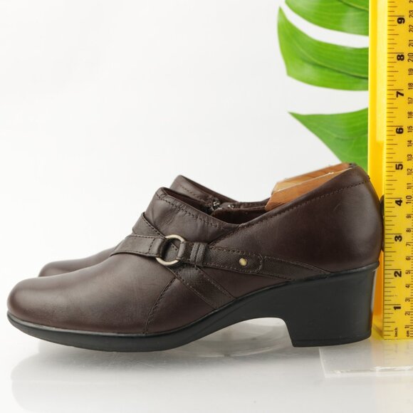 Clarks Womens Genette Arc Loafer Size 11 M Brown Leather Block Heel Bootie Shoe - Picture 5 of 12